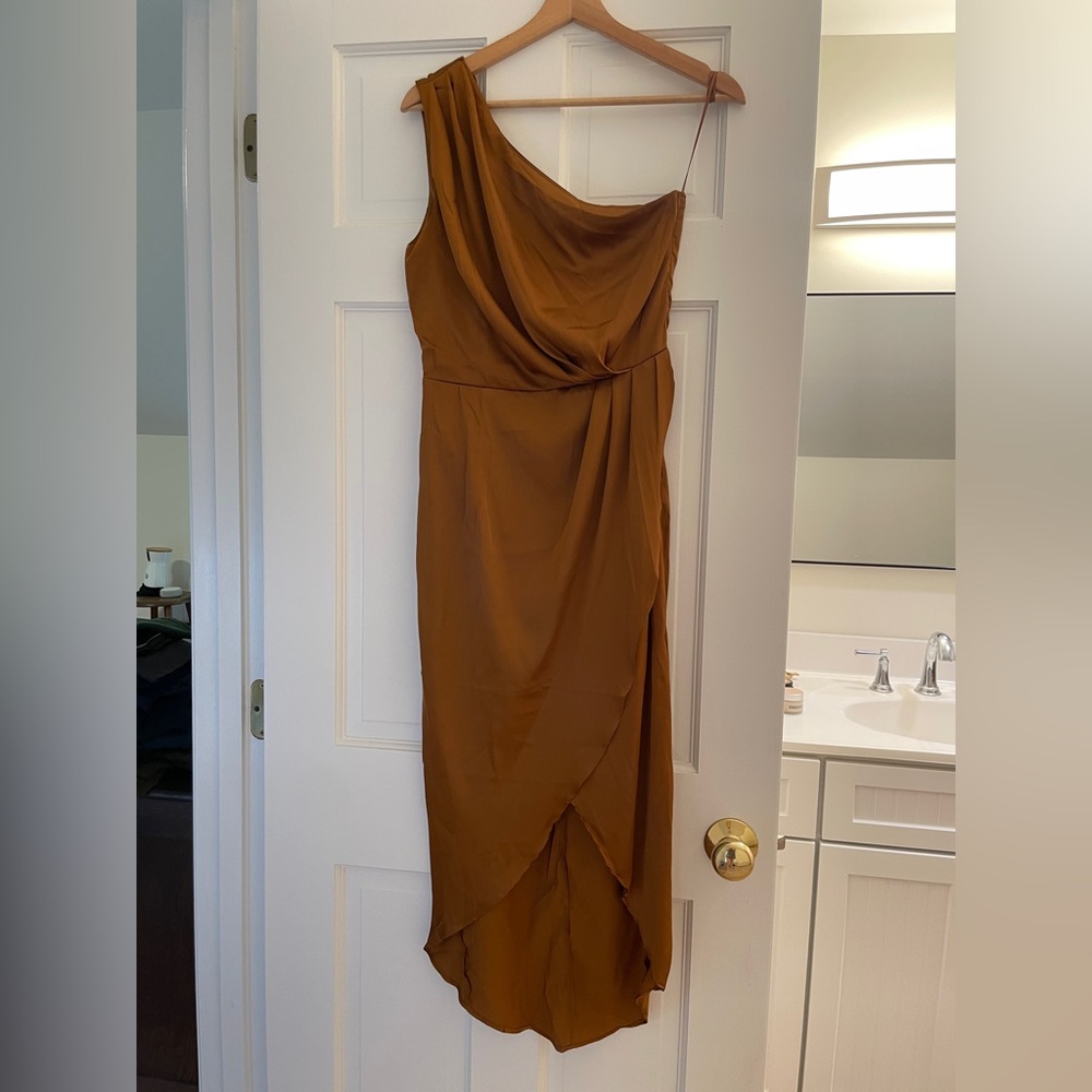 NWOT Baltic Born One Shoulder Midi Dress Copper/Amber M - Picture 3 of 12